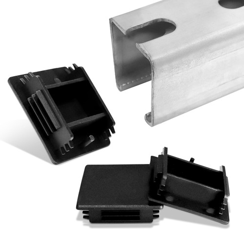 SIHAI 50-Pack 1-5/8" Unistrut Channel End Caps, Black Safety PVC Plastic End Cover Caps for Strut Channel in Electrical, HVAC, Trolley Track, DIY (Black, PVC)