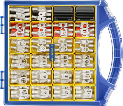 haisstronica 220PCS Tinned Copper Wire Lugs Kit,110PCS AWG 8 6 4 2 1 Heavy Duty Battery Cable Lug Ends Ring Terminal Connectors,Electrical Eyelets with 110PCS 3:1 Heat Shrink Tubing