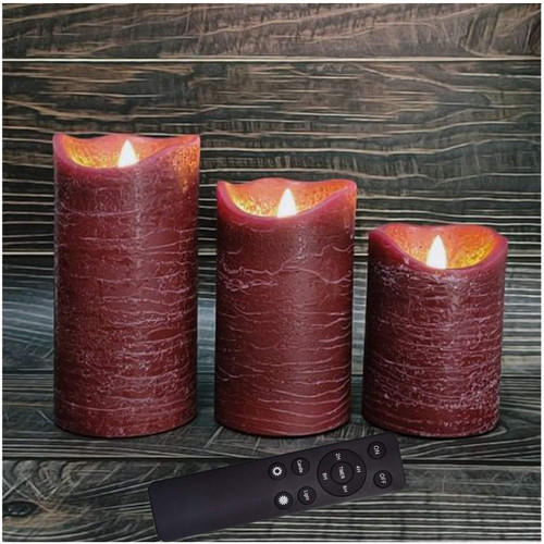 Battery Operated Flameless Led Candles Real Wax Pillar Candles with Remote Timer Electric Flickering Decorative Burgundy Wax Candles for Home Wedding Party Centerpiece Decor 3 Pack 3”X 4”, 5”, 6” Battery Operated Flameless Led Candles Real Wax Pillar Candles with Remote Timer Electric Flickering Decorative Burgundy Wax Candles for Home Wedding Party Centerpiece Decor 3 Pack 3”X 4”, 5”, 6”