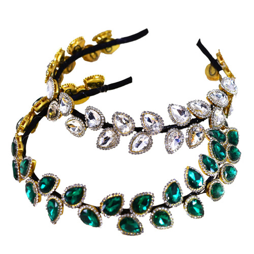 HNYYX 2Pcs Rhinestone Headbands for Women Crystal Thin Head Bands Vintage Hairband Hair Hoop Hair Accessories