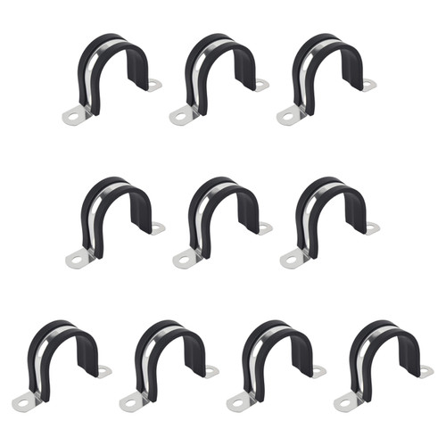 2-3/8 Inch 10 PCS 2 Holes Rubber Cushioned U Bracket Clamp, Reinforced Rigid Pipe Strap, Stainless Steel Conduit Straps Cable Clamp (60 mm) by Tavonuxt