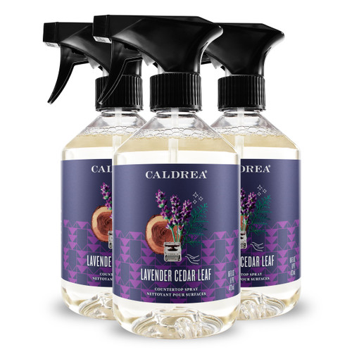 Caldrea Multi-surface Countertop Spray Cleaner, Made with Vegetable Protein Extract, Lavender Cedar Leaf, 16 oz, 3 Pack