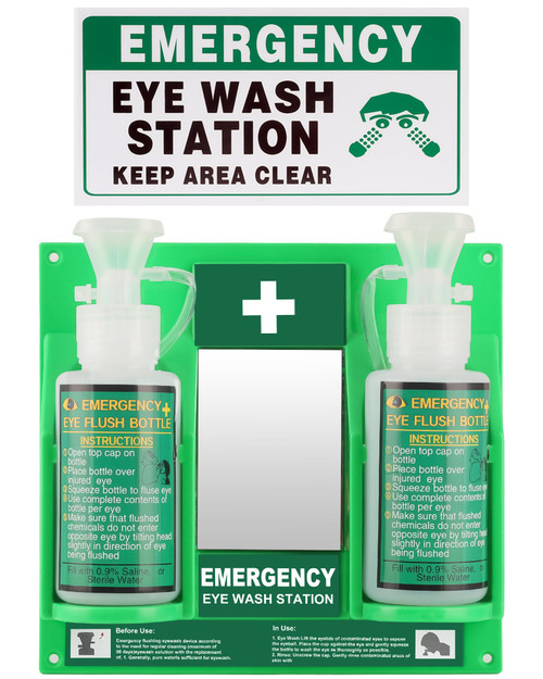 Yzzwer Portable Eyewash Station OSHA-Approved - Wall-Mounted Emergency Eye Wash Flush Bottles Kit 16oz Without Eyewash Solution
