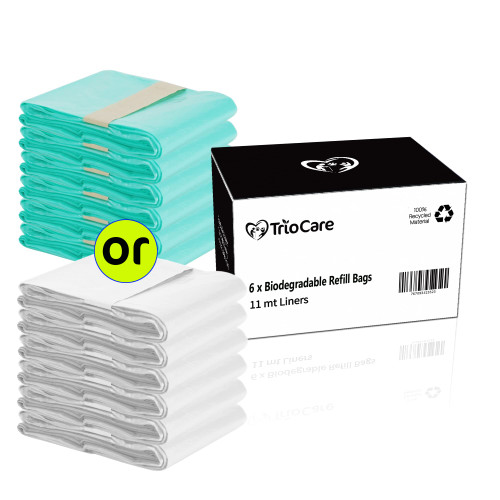 TrioCare - 6 Pack Diaper Refill Liners Bags - Hold Up To 3528 Count Diapers - Disposable Biodegradable Diaper Pail Liners – Adult Senior Baby Smell Odor Locking Blocking Eliminator Bags