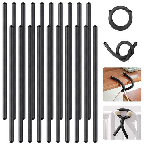 Ninehaoou 20 Pcs 17 Inch EVA Foam Twist Rubber Ties Reusable Bendable Cable Tie Straps Flexible Heavy Duty Twisty Ties for Organizing Cords Bundling (Black)