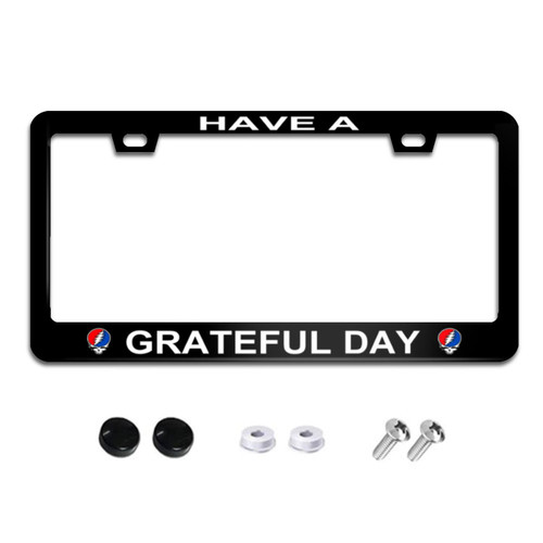 Have A Grateful Day License Plate Frame, Weatherproof Car Accessories 2 Holes with Screw Caps for Men Women 12x6 Inch