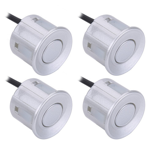 Qiilu 4pcs Reverse Backup Parking Rear Bumper Park Assist Object Sensor Silver for Most Vehicles