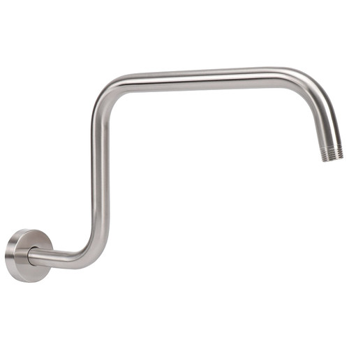 NearMoon S Shape Shower Extension Arm with Flange, Stainless Steel High Rise Shower Head Extender Pipe, Horizontal Extension Standard 1/2" Connection- Bathroom Accessory, 16 Inch (Brushed Nickel)