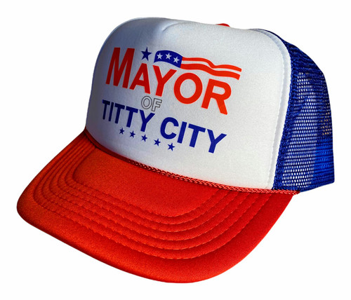 Mayor of Titty City Snapback Trucker Hat for Men or Women, Vintage Fit with Funny Novelty Graphic, Custom Mesh Cap Mayor of Titty City Snapback Trucker Hat for Men or Women, Vintage Fit with Funny Novelty Graphic, Custom Mesh Cap