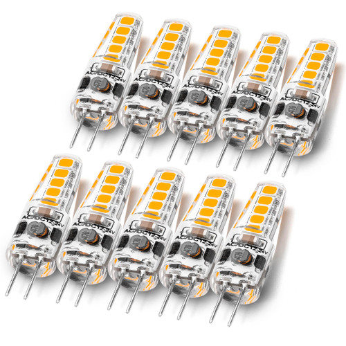 G4 Led Light Bulbs 12V 24V 10W 20W T3 Halogen Bulb Replacement 107d,JC Bi-Pin G4 2W 220lm for Under Cabinet Puck Light Chandeliers Accent Track Ceiling Landscape Lighting,Warm White 2700K, 10 Pack
