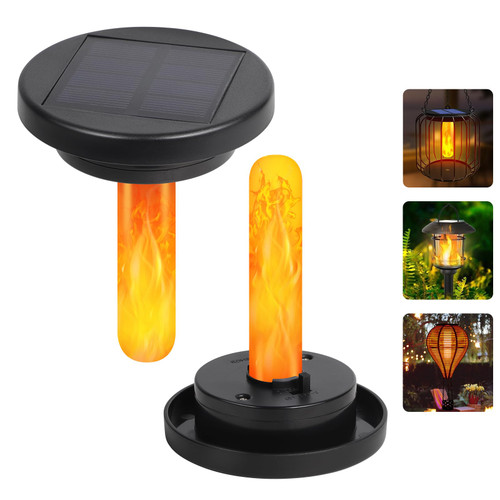 Flickering Flame Solar Replacement Tops: 2.83 in Replacement Light Parts for 2.36 in, 2.42 in, 2.5 in, 2.76 in, 2.83 in Lantern Port- Waterproof Lid Cap with for Old Lantern Torch Light Firebowl Jars