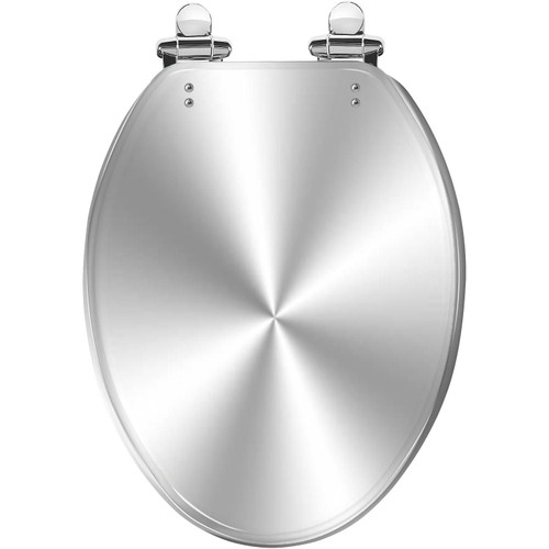 WHFEOIV9RE Elongated Toilet Seat Silver Resin Slow Quiet Close with Quick-Release Hinges Easy to Clean Install WHFEOIV9RE Elongated Toilet Seat Silver Resin Slow Quiet Close with Quick-Release Hinges Easy to Clean Install