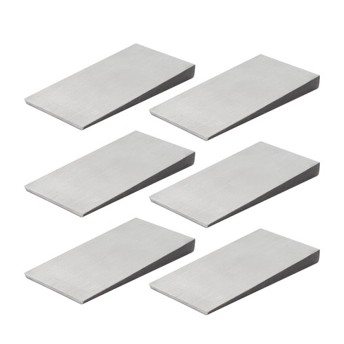 DIICCYO 6 Pcs Steel Flange Wedge, 3.9" x 2" Triangle Metal Shims Shims Underpinning Wedge, Silver Metal Spreading Triangle Wedges for Welding Flange Wedge Pipe Fitting Welding Safety Tool