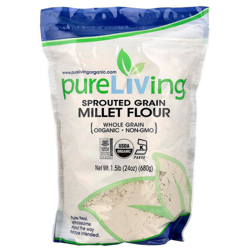 Pure Living Organic Sprouted Grain Millet Flour, 24 oz (680 g)
