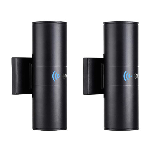 Tipace 2 Pack Dusk to Dawn Modern Outdoor Porch Lights Matte Black Sensor up and Down Wall Lights Cylinder Patio Light,Exterior Wall Light Fixtures for Courtyard,entryway,Garage (Bulbs Not Included)