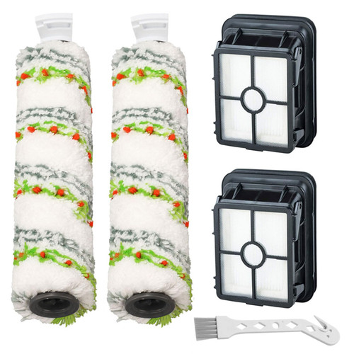 Lemige 2 Pack Replacement Brushes and Filters for Bissell CrossWave Max 2554 2590 2593 2596 for HydroSteam Plus 35151 3515 35152 3513 3518 Vacuums, Part 1618641 & 1608684