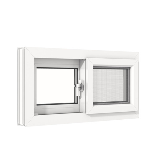 Vinyl Basement Slider Window,32" x 16" Basement Window,Removable Sliding Windows with Screen Windows,Featuring Double-Pane Insulated with Thermal Insulation Soundproof Glass（White）