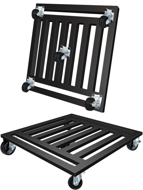 LUBORN Heavy Duty Plant Caddy with Wheels, 20'' Metal Rolling Plant Stand Indoor Outdoor, 2 pcs Square Plant Dolly with Lockable Caster Wheels Holds up 450 Lbs Planter