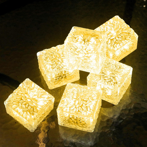JKIMK Solar Brick Lights Outdoor Waterproof Patio Brick Lights Garden Decor for Outside 6 Packs for Patio,Yard,Walkway,Pathway Decor