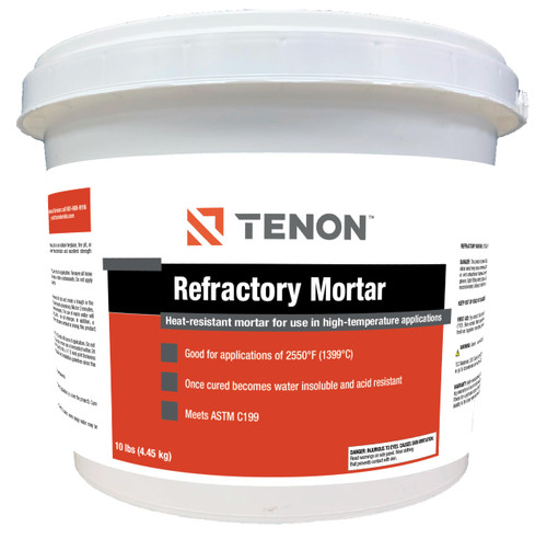 Tenon Refractory Mortar - High Temperature Mix for Fireplaces, Fire Pits, Chimneys, Parging, Brick, Clay, and More, White in Color, High Heat Resistance, Up to 2550°F (1, 10 Pounds)