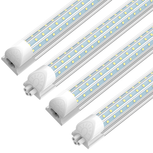 SHOPLED LED Shop Light 8FT, 90W 11700 LM 5000K Daylight White, Linkable T8 Ceiling Light Fixtures, D-Shape, 8 Foot LED Shop Lights for Garage, 4 Pack