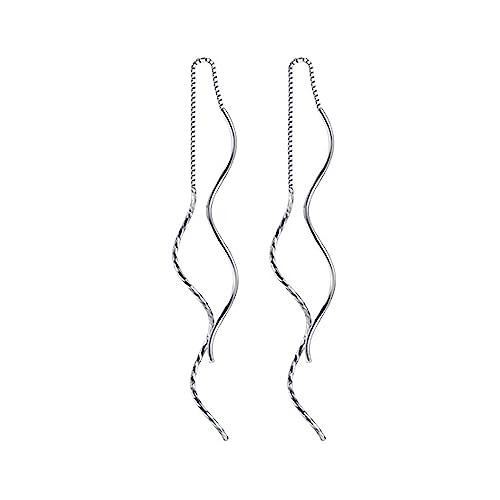 KASFREE 925 Sterling Silver Threader Earrings for Women Earring Chain Pull Through Earrings Gold Threader Earrings for Women Sterling Silver (Silver) KASFREE 925 Sterling Silver Threader Earrings for Women Earring Chain Pull Through Earrings Gold Threader Earrings for Women Sterling Silver (Silver)