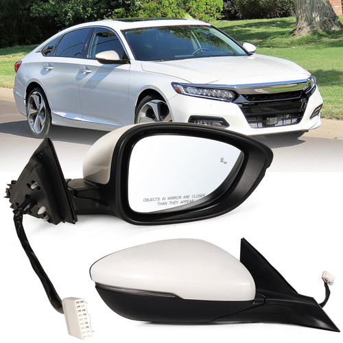 Lqito Right Passenger side Mirror Fits 2018-2022 Honda Accord With Power Glass, Heated, Blind Spot Detection,Turn Signal and Manual Folding Match to Platinum White Pearl Replace HO1321330 8Pins