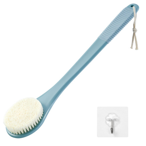 Back Scrubber for Shower, Shower Body Brush for Cleaning with Long Handle for Showering, 17 Inch Back Washer Exfoliator for Shower Men Women with Non-Slip Handle, Adhesive Hook (Blue) Back Scrubber for Shower, Shower Body Brush for Cleaning with Long Handle for Showering, 17 Inch Back Washer Exfoliator for Shower Men Women with Non-Slip Handle, Adhesive Hook (Blue)