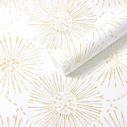 Fiula Boho Wallpaper Beige Wall Paper Peel and Stick Modern Beige and White Geometric Fireworks Contact Paper Renter Friendly Self-Adhesive Removable Bathroom Bedroom Laundry Room 17.3" × 78.7"