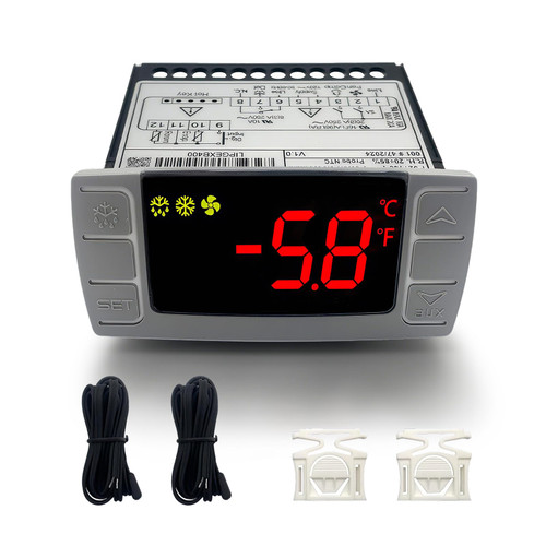 AGradify XR06CX-4N1F1 Temperature Controller with Sensor Probe Compatible with Dixell, Ideal for 120V Commercial Refrigerators Freezer Programmable Digital Thermostat