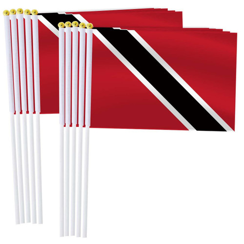 25 Pack Trinidad and Tobago Handheld Small Flag,Mini Trinidad-and-Tobagoans Hand Held Miniature Stick Decor