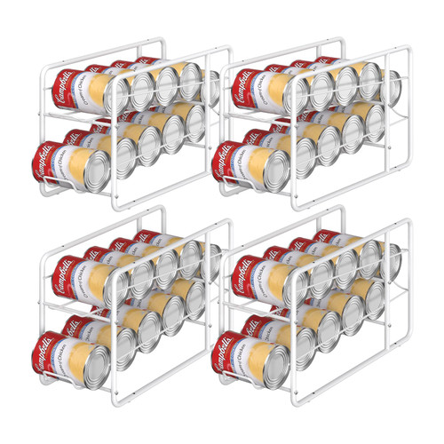 MOOACE 4 Pack Can Dispenser Rack, Stackable Can Storage Organizer Holder for Canned food Kitchen Cabinet Pantry Countertop, White