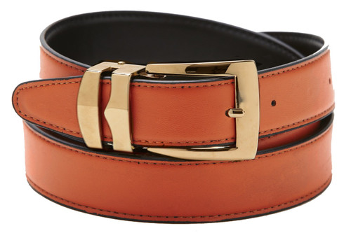 Concitor Reversible Belt Bonded Leather with Removable Gold-Tone Buckle ORANGE/Black 42