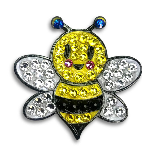 Bonjoc Premium Crystal Golf Ball Marker with Magnetic Hat Clip (Bumble Bee) | Perfect Golf Accessories, Golf Gift, and Golf Giveaway for Men Women with add-ons Available!, Black, Yellow