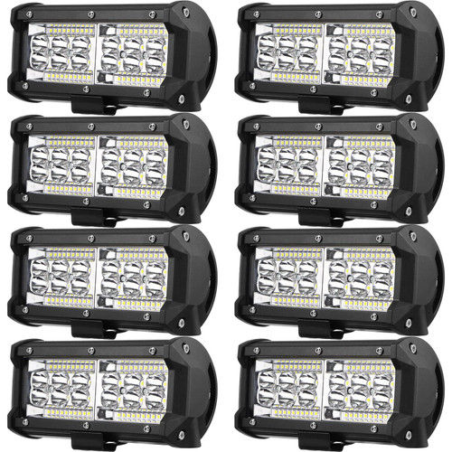8 Pack Automotive Light Bars 7 Inch 240W 24000lm Led Work Led Light Waterproof Spot Flood Combo Beam for Truck Tractor Trailer Boat Pickup Car UTV ATV