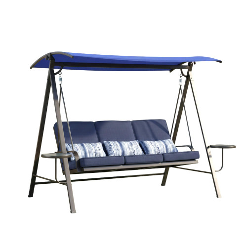 Garden Winds Reinforced Replacement Canopy Top Cover Compatible with The 20S6026B Living Accents Swing - Classic Blue, Riplock 350