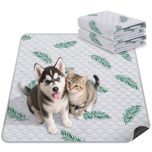 WanpeeGoo Washable Pee Pads for Dogs, 2Pack Reusable Puppy Pads, Super Absorbent & Leakproof Dog Pads, Anti-Slip Dog Pee Pads for Puppy Training & Incontinence, Leaf Pattern 24"x36"