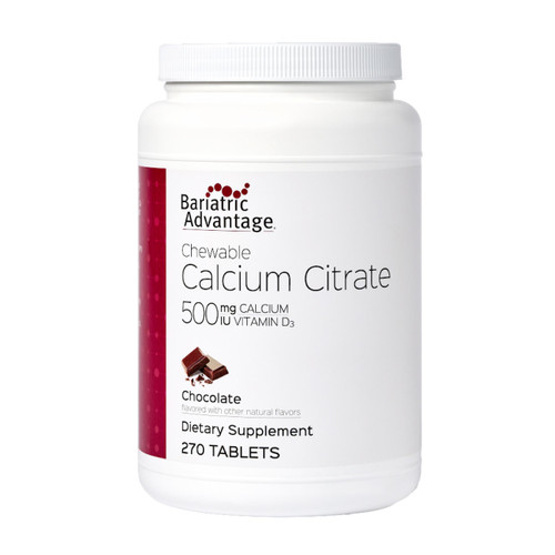 Bariatric Advantage Calcium Citrate Chewable 500 mg - for Bariatric Surgery Patients - High-Potency, Easy-Digest Tablets - Calcium Citrate - Bone Strength Supplements* - Chocolate - 270 Count