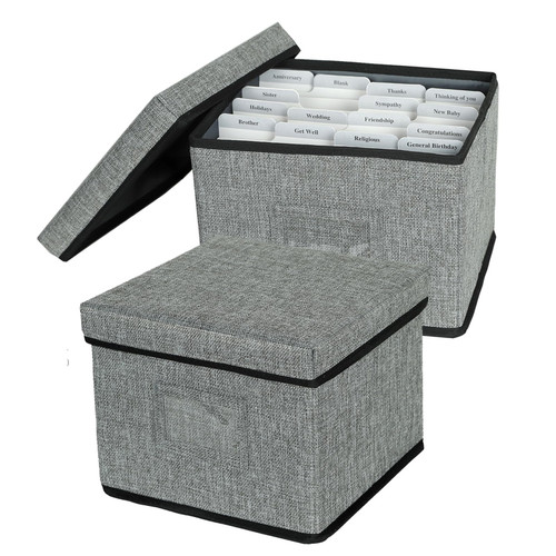 Greeting Card Organizer and Storage Box with 15 Adjustable Dividers, Stores 140+ Cards, Suitable for Storing Greeting Cards, Envelopes, Stickers, Photos, Notecards and More (Grey,2-Pack) Greeting Card Organizer and Storage Box with 15 Adjustable Dividers, Stores 140+ Cards, Suitable for Storing Greeting Cards, Envelopes, Stickers, Photos, Notecards and More (Grey,2-Pack)
