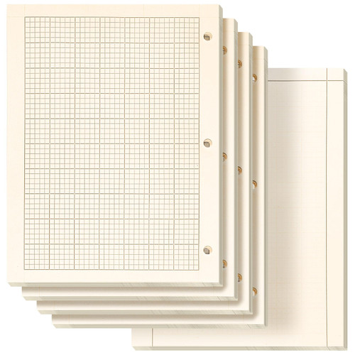 Zhanmai 5 Pack Engineering Computation Pad 5 Squares Per Inch 8.5" x 11" Engineering Graph Paper Notepad 100 Sheets Per Pad, 3 Hole Punched(Beige, Brown)