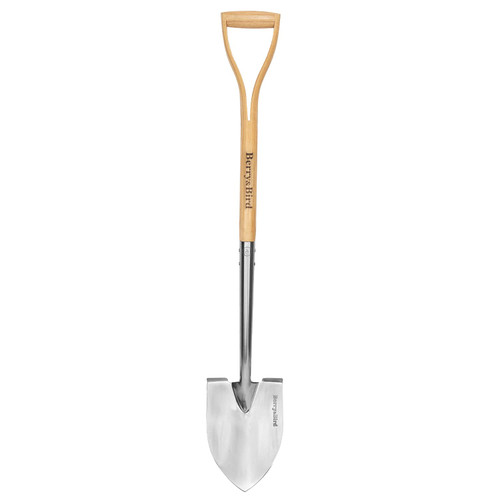 Berry&Bird Round Point Gardening Shovel with Wood D-Handle, 40.98" Stainless Steel Beach & Snow Shovel