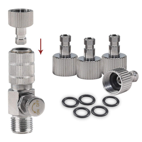 SAGUD Airbrush Quick Release Disconnect Coupler Adapter Kit with Adjustment Valve, Extra 4 Female Fitting & Extra 5 O-Ring Kit, 1/8 Male -1/8 Female Hose Connections