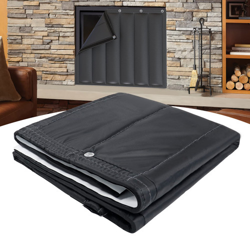 Wintcomfort Magnetic Fireplace Covers Indoor for Insulation, Fireplace Draft Stopper Blanket for Stopping Heat Loss, Magnetic Fireplace Cover for Inside Fireplace, Fireplace Screen, Black, 39" x 32"