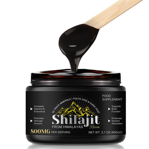 Himalayan Shilajit Resin 800 Mg, Shilajit Pure Himalayan Organic Pure Shilajit with Humic Acid Fulvic Acid & 85+ Trace Minerals Complex Supplement Gel for Energy & Immune Support Men & Women (60g)