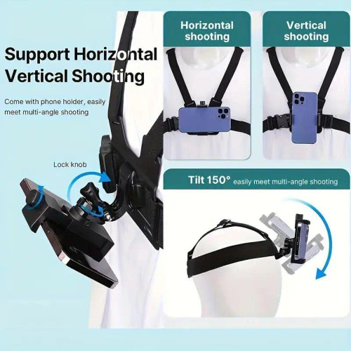 Action Camera Strap Set with Phone Clip, Mounting Kit for GoPro, Smartphones and Osmo Action, Sports and Photography Camera Accessories #GLOBAL PICKS