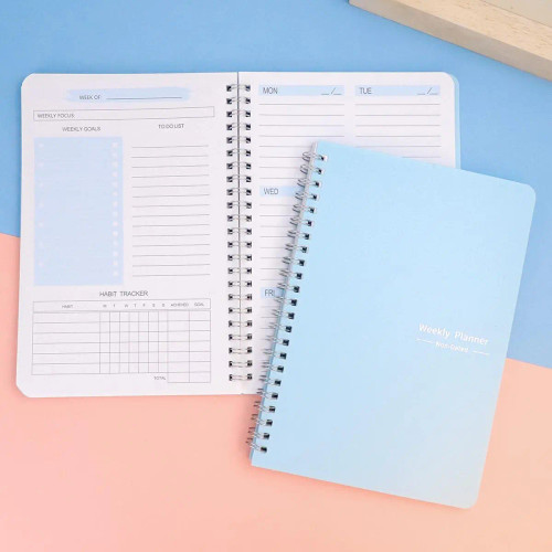 Weekly Notebook, 1 Piece Portable Spiral Notebook, Weekly Planner Journal Book, Budget Planner Books for Home Office School Supplies, Spiral Bound Planner