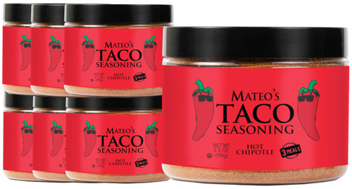 Mateo's Hot Chipotle Taco Seasoning Mix, 3.5 Ounce (Pack of 6)