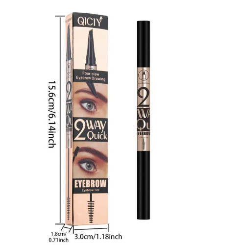 QICIY 4-Point Eyebrow Pencil & Dye Set Extremely Fine Tip Waterproof Sweat Resistant Long Lasting Non Smudging Natural Look 3D Curling Eyelash Iron Mascara Durable Cosmetic
