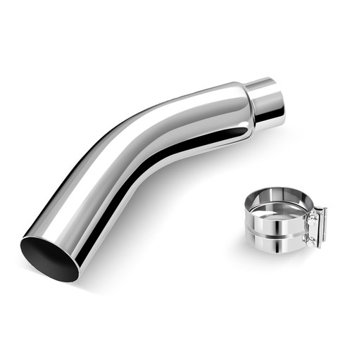 Exhaust Tip Elbow, 4 Inch Diesel Exhaust Pipe Tip 4 to 5 Inch with Clamp, 4" Inlet 5" Outlet 23" Long Chrome Turndown Tip for Trucks, Pickups, Cars Exhaust Tip Elbow, 4 Inch Diesel Exhaust Pipe Tip 4 to 5 Inch with Clamp, 4" Inlet 5" Outlet 23" Long Chrome Turndown Tip for Trucks, Pickups, Cars