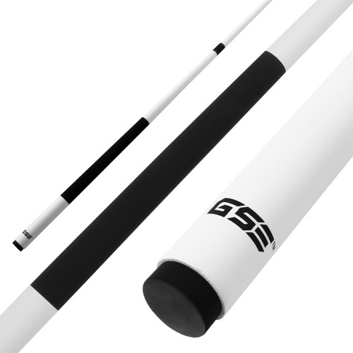 GSE Games & Sports Expert 58" 2-Piece Fiberglass Graphite Composite Billiard Pool Cue Stick for Men/Women, Billiard Cue Stick for House or Commercial/Bar Use (Matte White, 20 Oz)